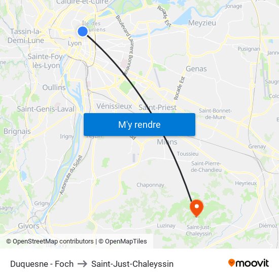 Duquesne - Foch to Saint-Just-Chaleyssin map