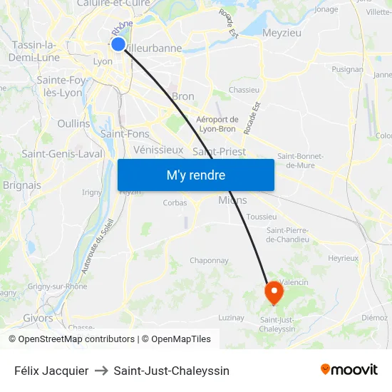 Félix Jacquier to Saint-Just-Chaleyssin map