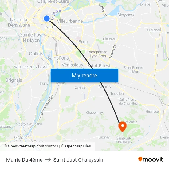 Mairie Du 4ème to Saint-Just-Chaleyssin map