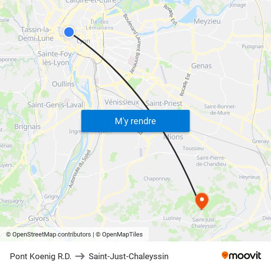 Pont Koenig R.D. to Saint-Just-Chaleyssin map