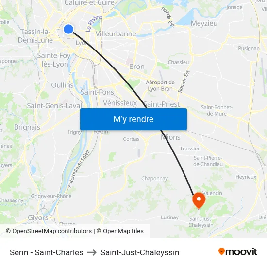 Serin - Saint-Charles to Saint-Just-Chaleyssin map