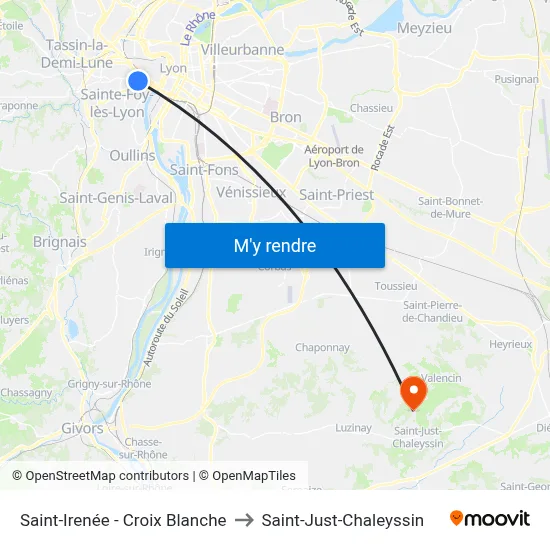 Saint-Irenée - Croix Blanche to Saint-Just-Chaleyssin map