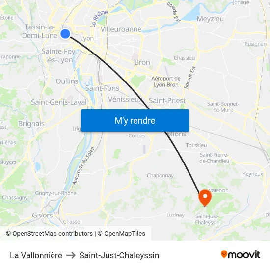 La Vallonnière to Saint-Just-Chaleyssin map