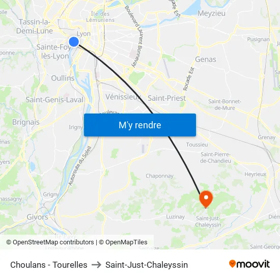 Choulans - Tourelles to Saint-Just-Chaleyssin map