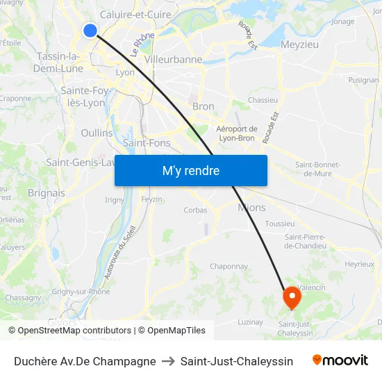 Duchère Av.De Champagne to Saint-Just-Chaleyssin map