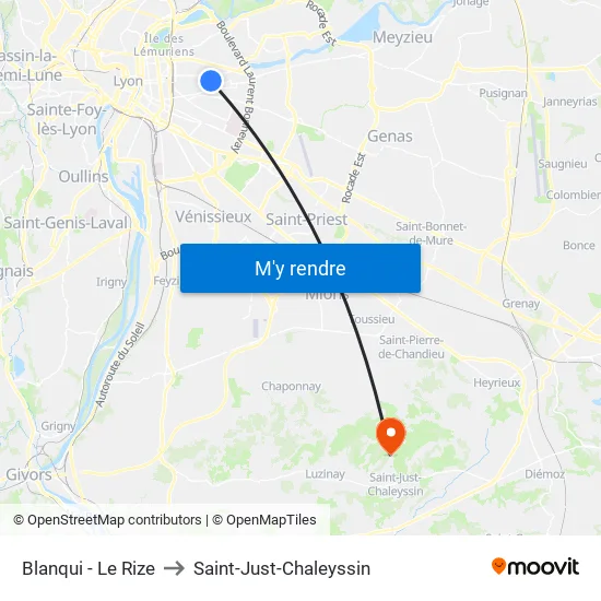 Blanqui - Le Rize to Saint-Just-Chaleyssin map