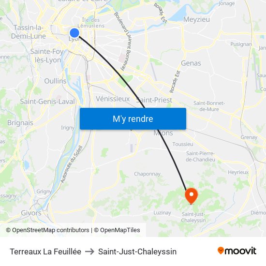 Terreaux La Feuillée to Saint-Just-Chaleyssin map