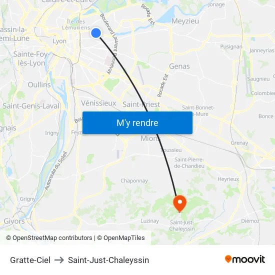 Gratte-Ciel to Saint-Just-Chaleyssin map
