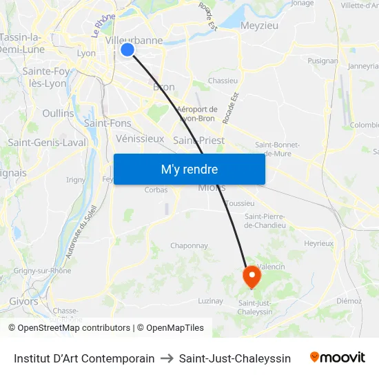 Institut D’Art Contemporain to Saint-Just-Chaleyssin map