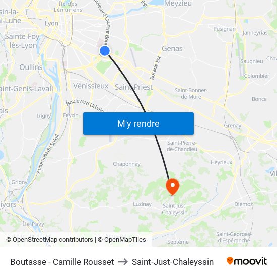 Boutasse - Camille Rousset to Saint-Just-Chaleyssin map