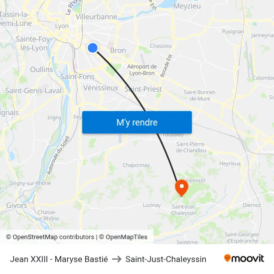 Jean XXIII - Maryse Bastié to Saint-Just-Chaleyssin map