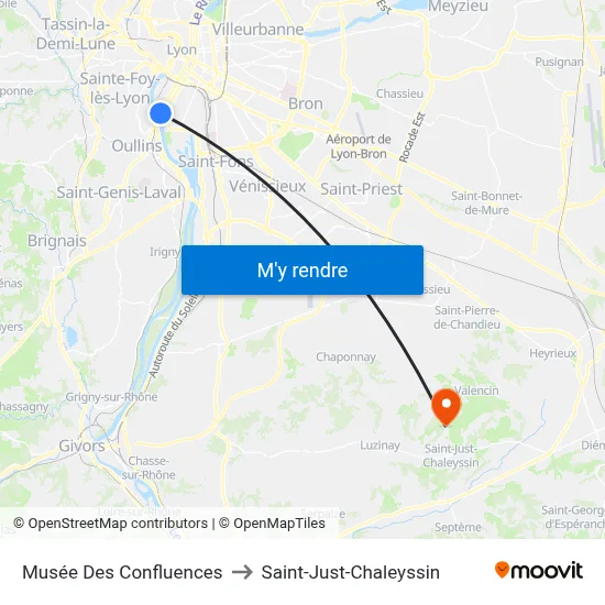 Musée Des Confluences to Saint-Just-Chaleyssin map