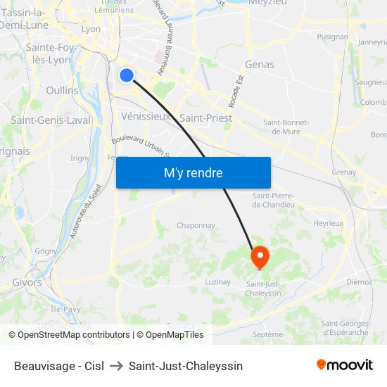 Beauvisage - Cisl to Saint-Just-Chaleyssin map