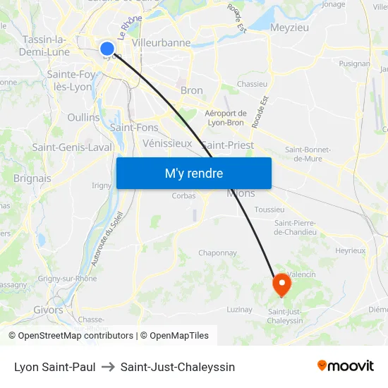 Lyon Saint-Paul to Saint-Just-Chaleyssin map