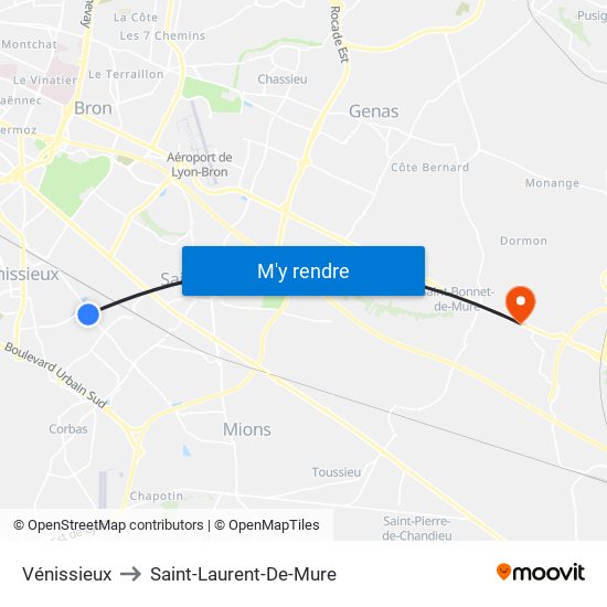 Vénissieux to Saint-Laurent-De-Mure map