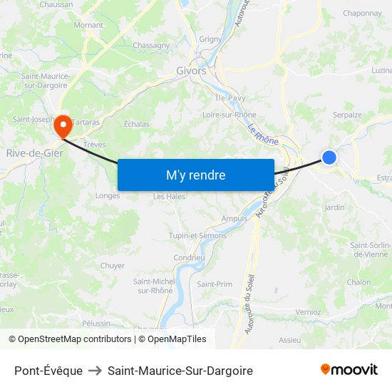 Pont-Évêque to Saint-Maurice-Sur-Dargoire map