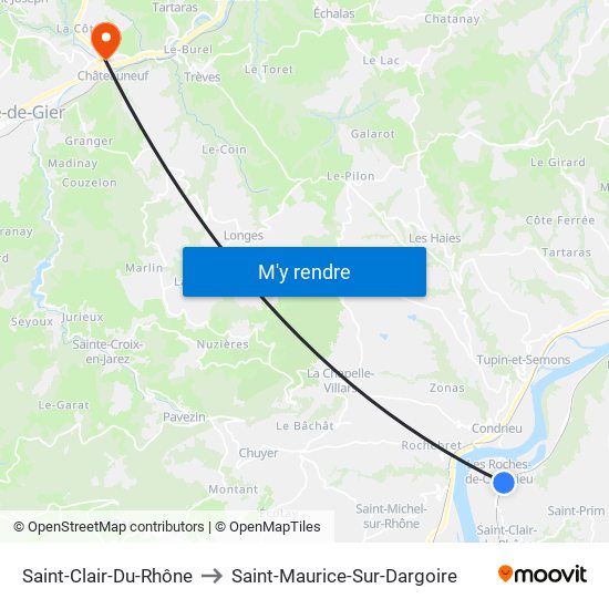 Saint-Clair-Du-Rhône to Saint-Maurice-Sur-Dargoire map