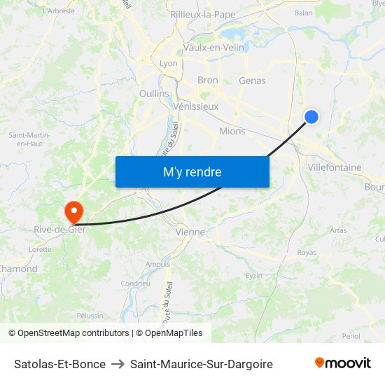 Satolas-Et-Bonce to Saint-Maurice-Sur-Dargoire map