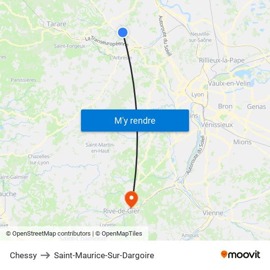 Chessy to Saint-Maurice-Sur-Dargoire map