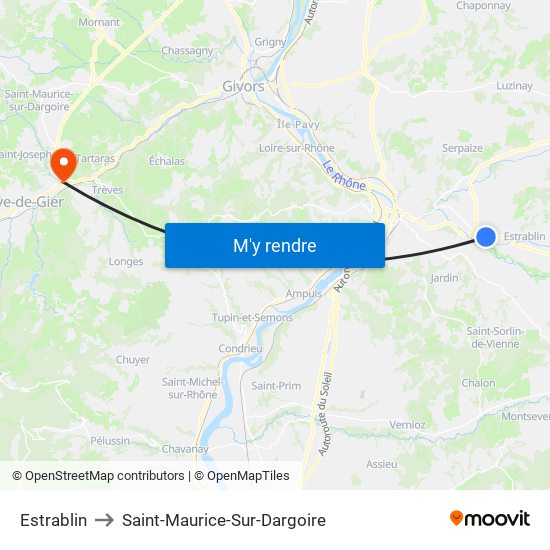 Estrablin to Saint-Maurice-Sur-Dargoire map