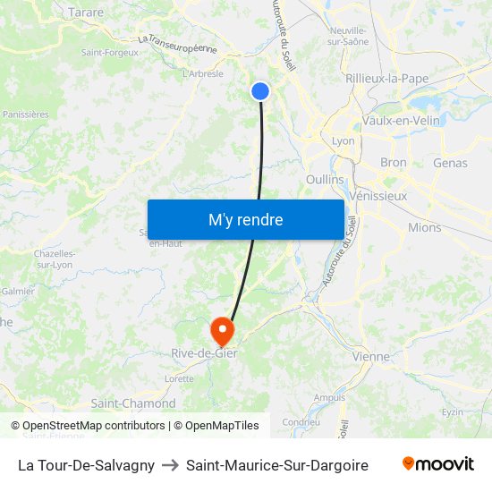 La Tour-De-Salvagny to Saint-Maurice-Sur-Dargoire map