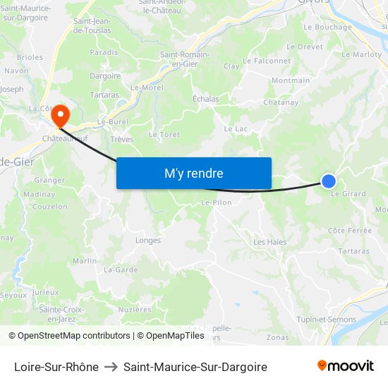 Loire-Sur-Rhône to Saint-Maurice-Sur-Dargoire map