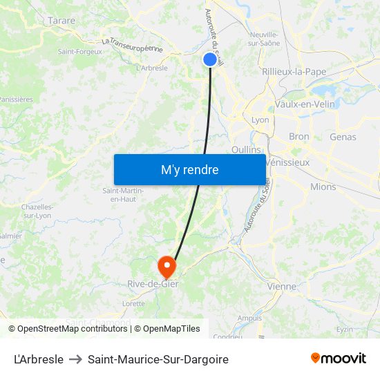 L'Arbresle to Saint-Maurice-Sur-Dargoire map