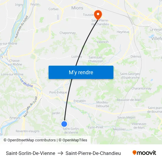Saint-Sorlin-De-Vienne to Saint-Pierre-De-Chandieu map