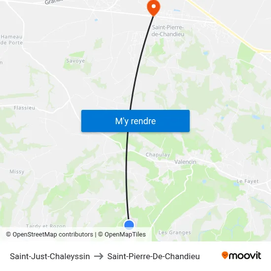 Saint-Just-Chaleyssin to Saint-Pierre-De-Chandieu map