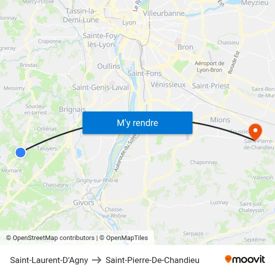 Saint-Laurent-D'Agny to Saint-Pierre-De-Chandieu map