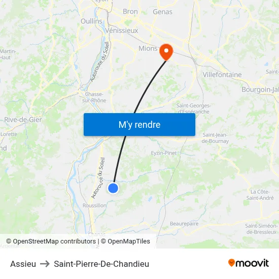 Assieu to Saint-Pierre-De-Chandieu map