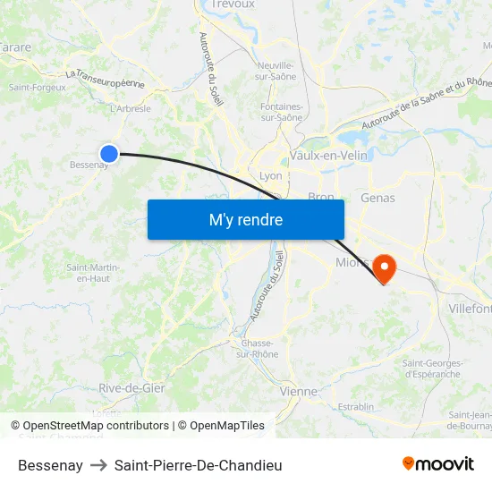 Bessenay to Saint-Pierre-De-Chandieu map