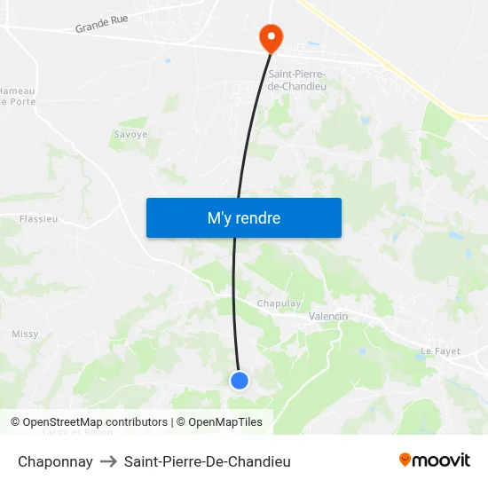 Chaponnay to Saint-Pierre-De-Chandieu map