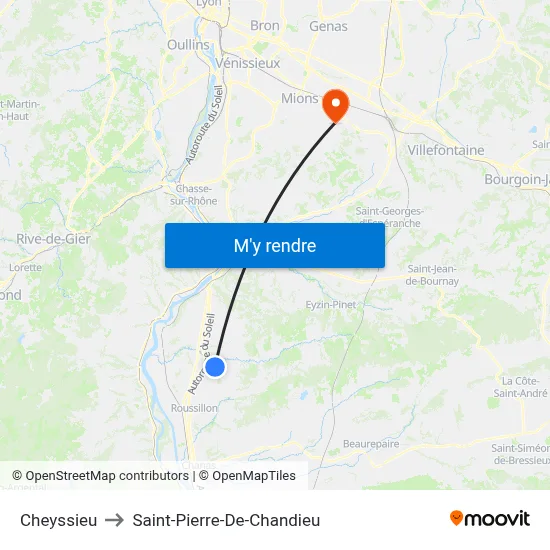 Cheyssieu to Saint-Pierre-De-Chandieu map