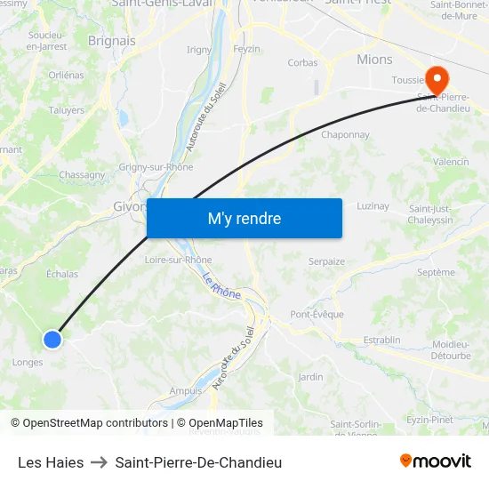 Les Haies to Saint-Pierre-De-Chandieu map