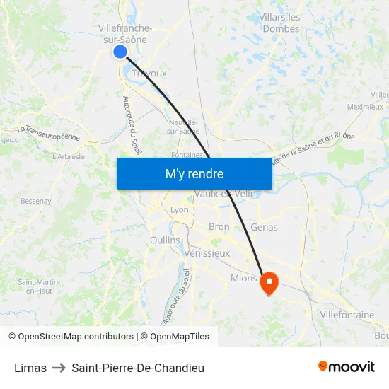 Limas to Saint-Pierre-De-Chandieu map