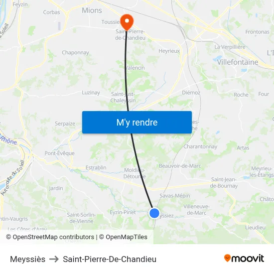 Meyssiès to Saint-Pierre-De-Chandieu map