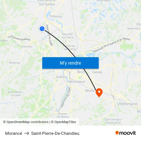 Morancé to Saint-Pierre-De-Chandieu map