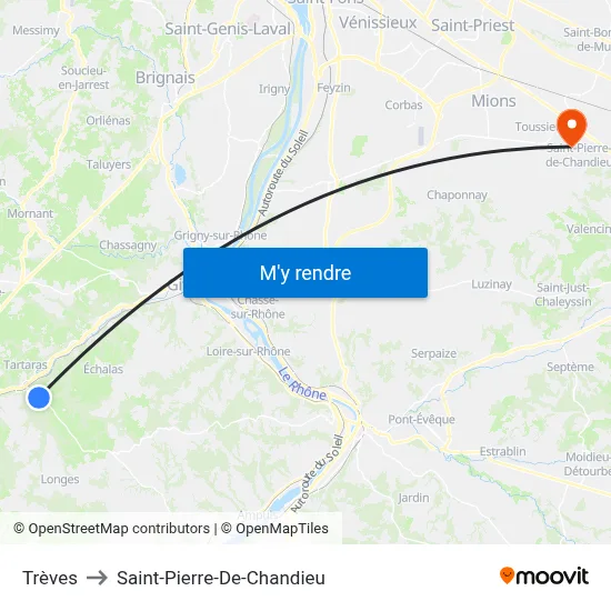 Trèves to Saint-Pierre-De-Chandieu map
