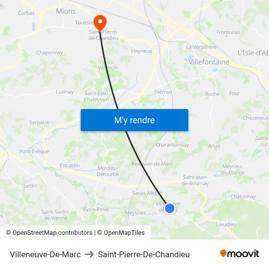 Villeneuve-De-Marc to Saint-Pierre-De-Chandieu map