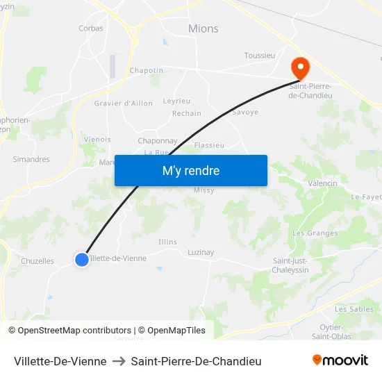Villette-De-Vienne to Saint-Pierre-De-Chandieu map