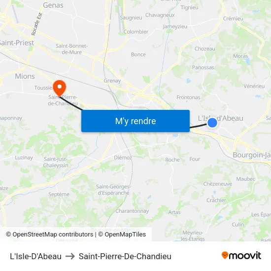 L'Isle-D'Abeau to Saint-Pierre-De-Chandieu map