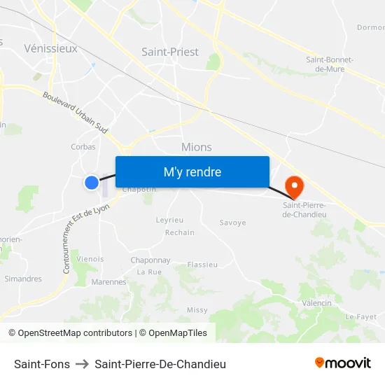Saint-Fons to Saint-Pierre-De-Chandieu map