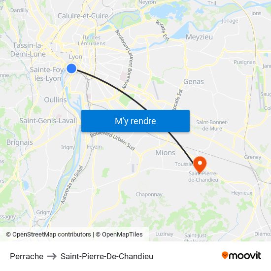 Perrache to Saint-Pierre-De-Chandieu map