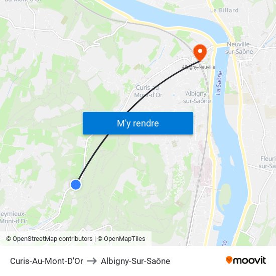 Curis-Au-Mont-D'Or to Albigny-Sur-Saône map