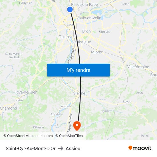 Saint-Cyr-Au-Mont-D'Or to Assieu map