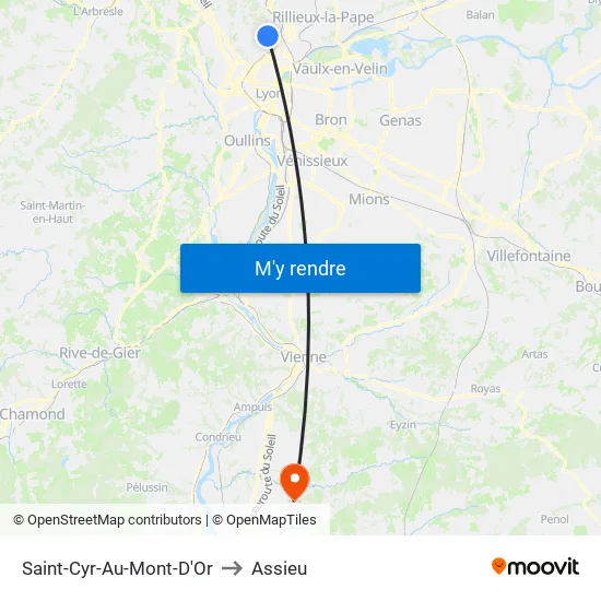 Saint-Cyr-Au-Mont-D'Or to Assieu map