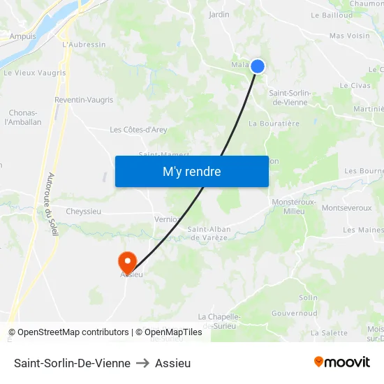 Saint-Sorlin-De-Vienne to Assieu map
