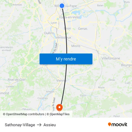 Sathonay-Village to Assieu map