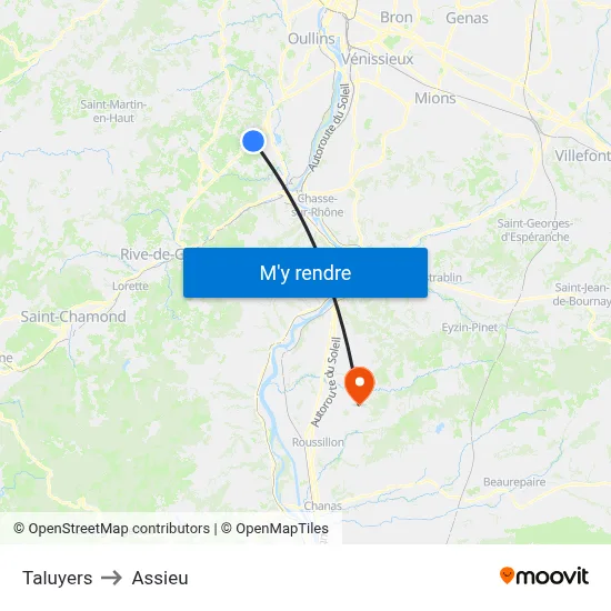 Taluyers to Assieu map